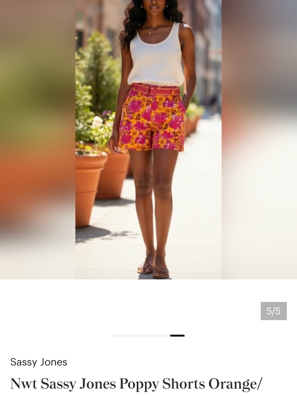 Sassy Jones Pink & Orange Floral Poppy Shorts - Picture 4 of 4